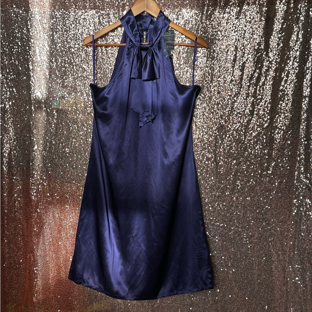 Loft Ann Taylor Indigo Blue Silk Dress Size 18